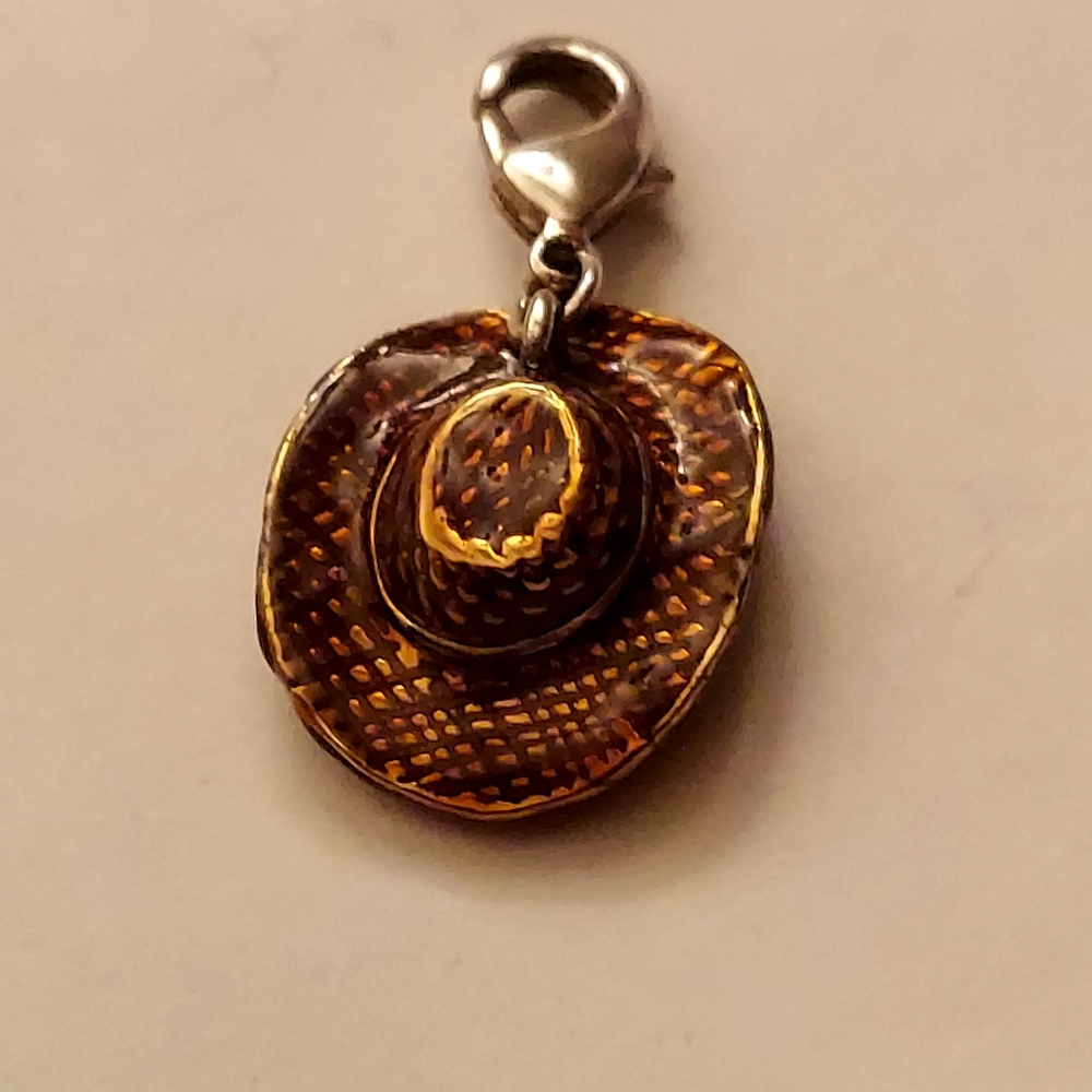 Genuine Thomas Sabo Charm Club Sterling Silver Cowboy Hat Charm Pendant 1"